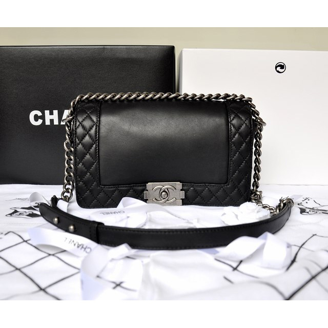 2014 Boy Chanel A67949 Black Flap Shoulder Bag in Original Leather