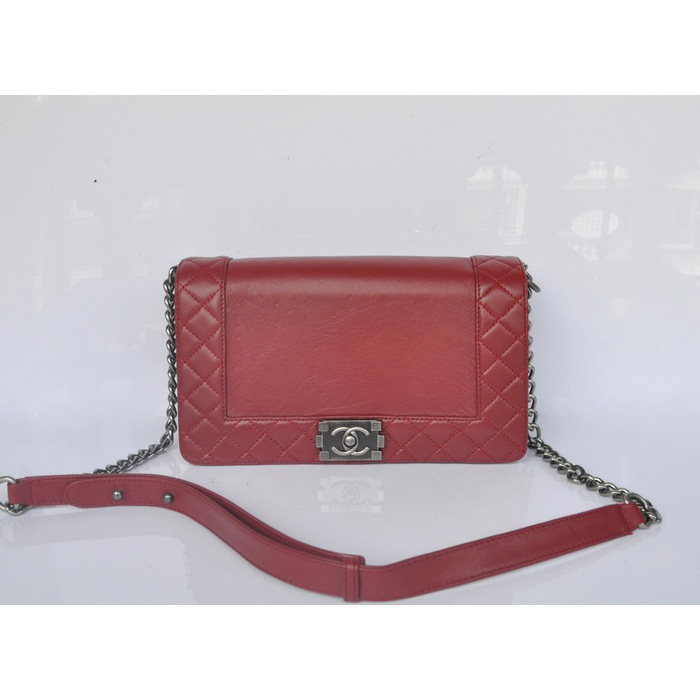 2014 Boy Chanel A67949 Claret Flap Shoulder Bag in Sheepskin Leather