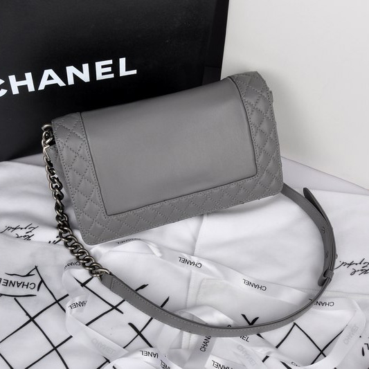 2014 Boy Chanel A67949 Gray Flap Shoulder Bag in Original Leather