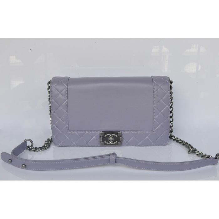 2014 Boy Chanel A67949 Lavender Flap Shoulder Bag in Sheepskin Leather