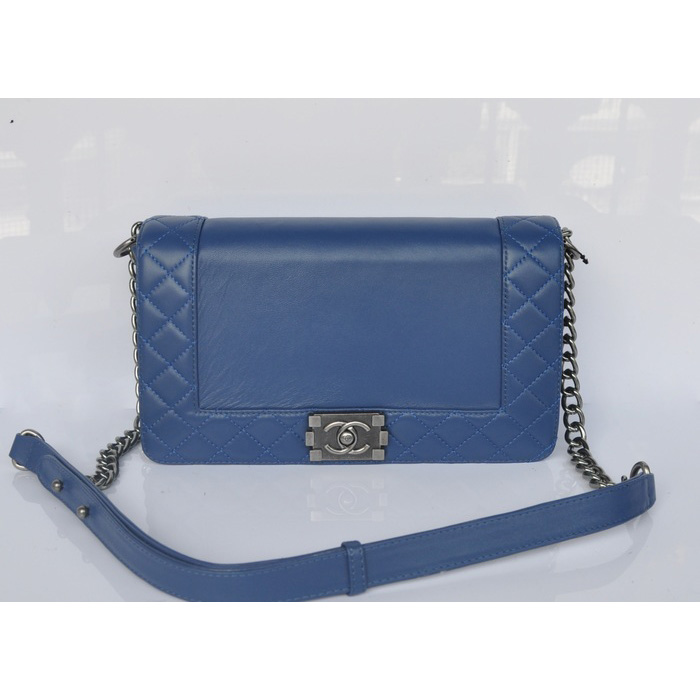 2014 Boy Chanel A67949 Royalblue Flap Shoulder Bag in Sheepskin Leather