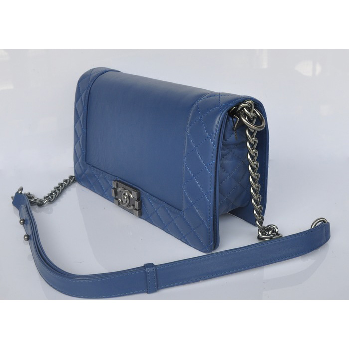 2014 Boy Chanel A67949 Royalblue Flap Shoulder Bag in Sheepskin Leather