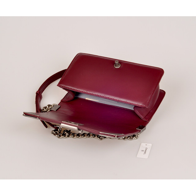 2014 Boy Chanel Flap Bag Embellished with Metal Adornments A90423 Burgundy