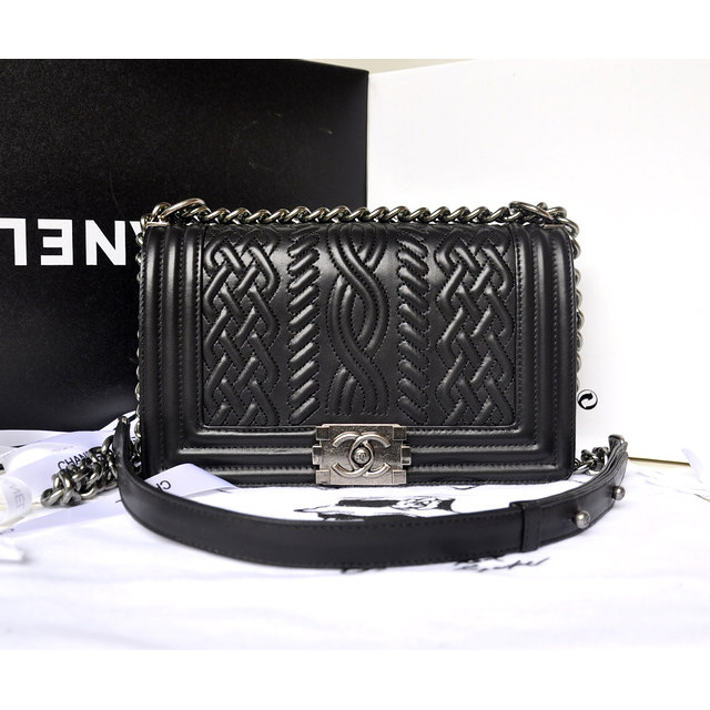 2014 Boy Chanel Flap Bag in Original Sheepskin Leather A66307 in Black