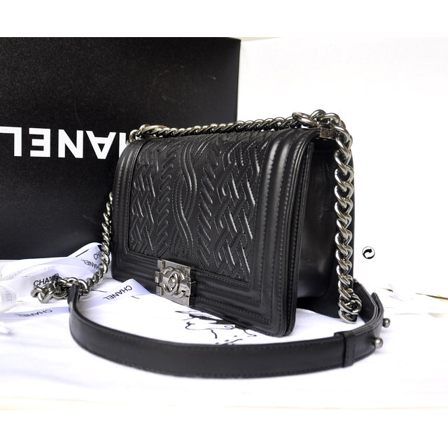 2014 Boy Chanel Flap Bag in Original Sheepskin Leather A66307 in Black