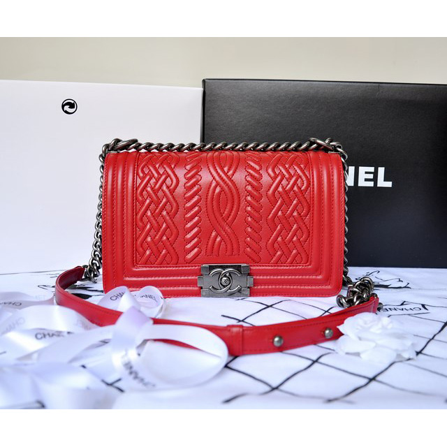 2014 Boy Chanel Flap Bag in Original Sheepskin Leather A66307 in Red