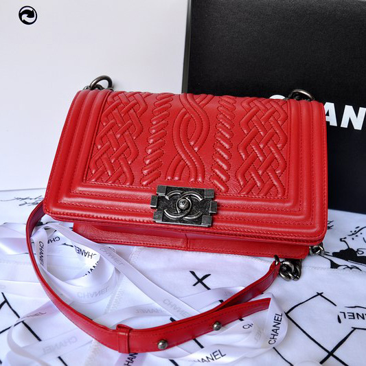 2014 Boy Chanel Flap Bag in Original Sheepskin Leather A66307 in Red