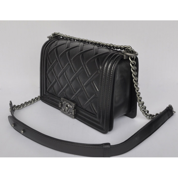 2014 Boy Chanel Flap Shoulder Bag A68086 Calfskin Black