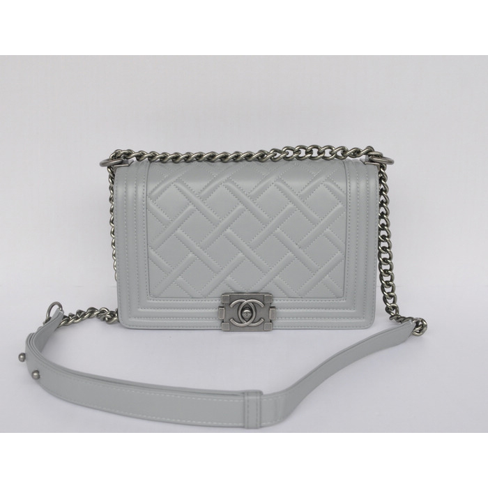 2014 Boy Chanel Flap Shoulder Bag A68086 Calfskin Grey