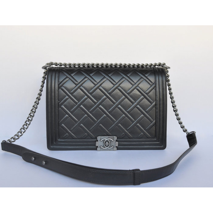 2014 Boy Chanel Flap Shoulder Bag A68087 Calfskin Black