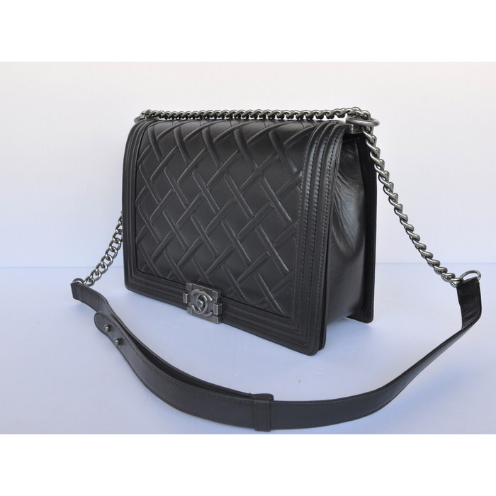 2014 Boy Chanel Flap Shoulder Bag A68087 Calfskin Black