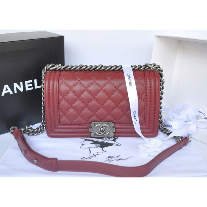 2014 Boy Chanel Flap Shoulder Bag Original Calf Leather A67086 Claret