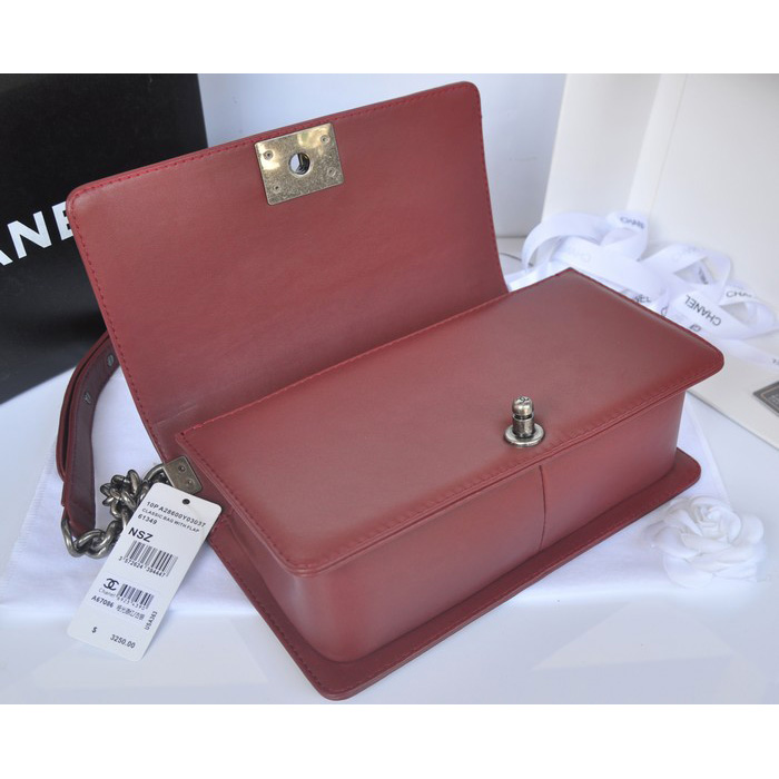 2014 Boy Chanel Flap Shoulder Bag Original Calf Leather A67086 Claret