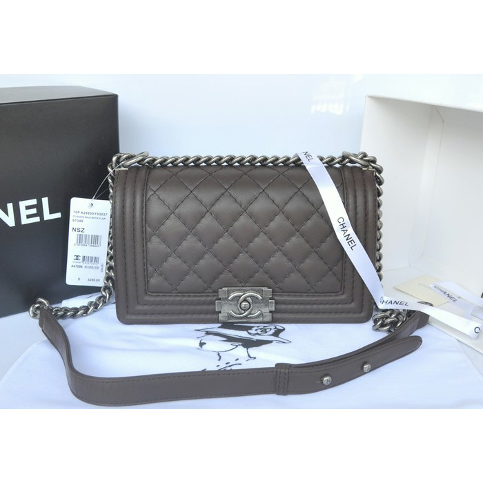 2014 Boy Chanel Flap Shoulder Bag Original Calf Leather A67086 Coffee