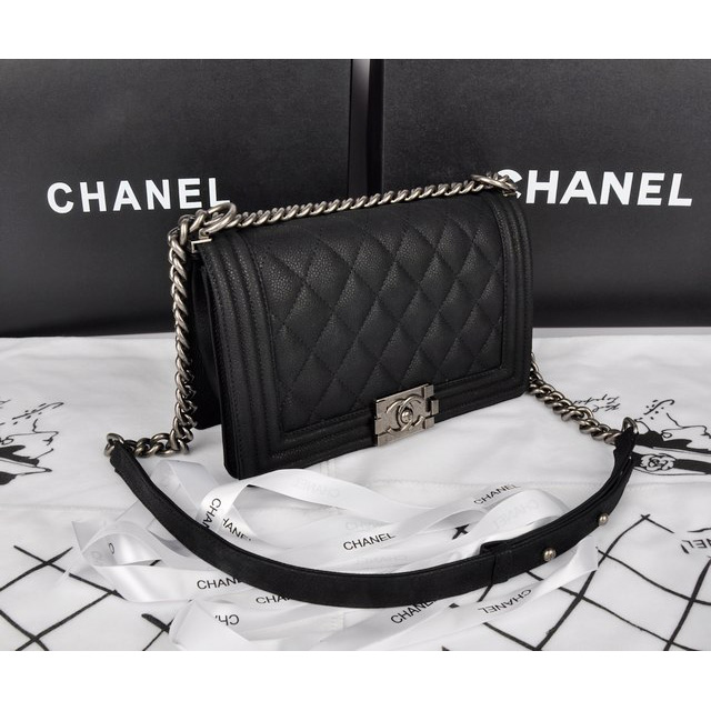 2014 Boy Chanel Flap Shoulder Bag Original Chamois Leather A67086 Black