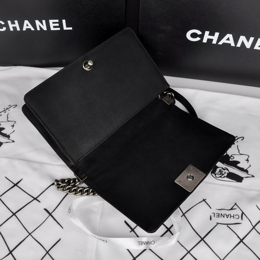 2014 Boy Chanel Flap Shoulder Bag Original Chamois Leather A67086 Black