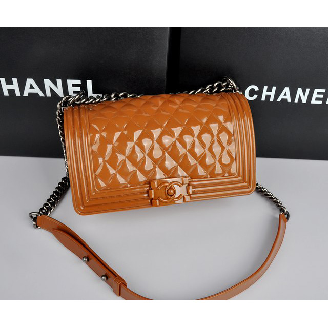 2014 Boy Chanel Flap Shoulder Bag PVC leather A67063 Brown