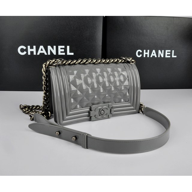 2014 Boy Chanel Flap Shoulder Bag PVC leather A67063 Gray