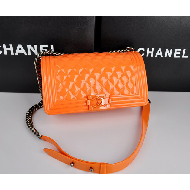 2014 Boy Chanel Flap Shoulder Bag PVC leather A67063 Orange