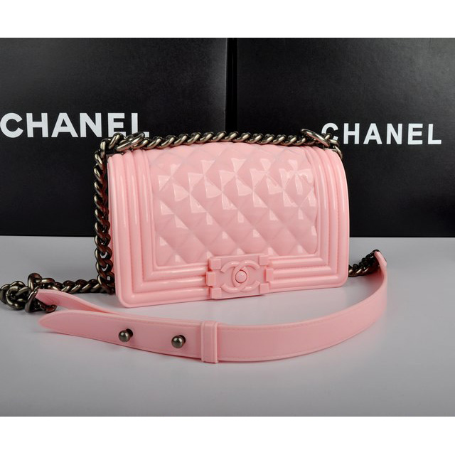 2014 Boy Chanel Flap Shoulder Bag PVC leather A67063 Pink