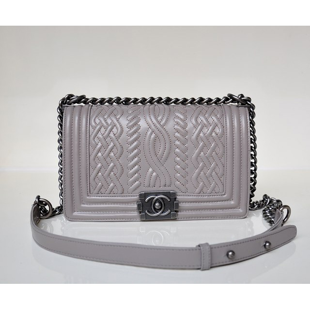 2014 Boy Chanel Flap Shoulder Bag Sheepskin leather A66307 in Gray