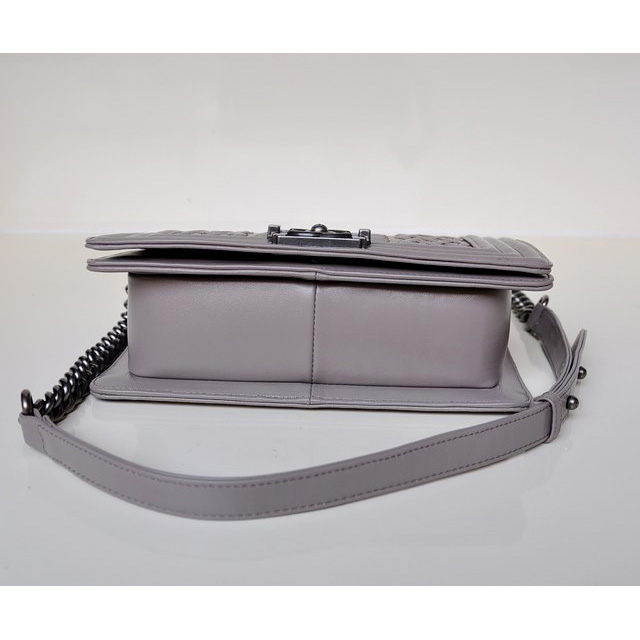 2014 Boy Chanel Flap Shoulder Bag Sheepskin leather A66307 in Gray