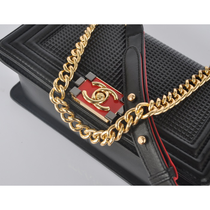 2014 Boy Chanel Flap Shoulder Bag in Calf Leather A92094 Black