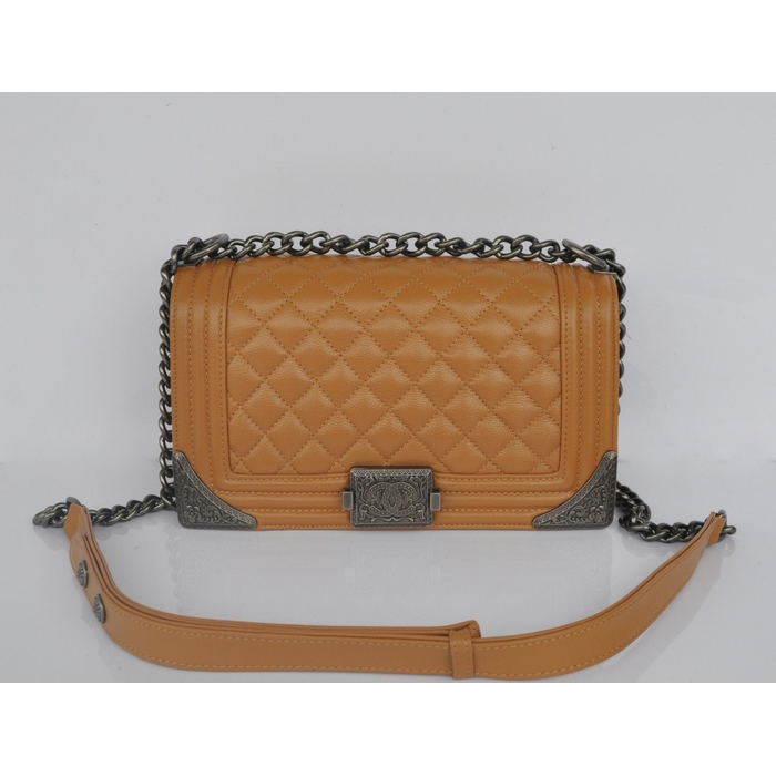 2014 Boy Chanel Flap Shoulder Bag in Calfskin Leather A67088 Apricot