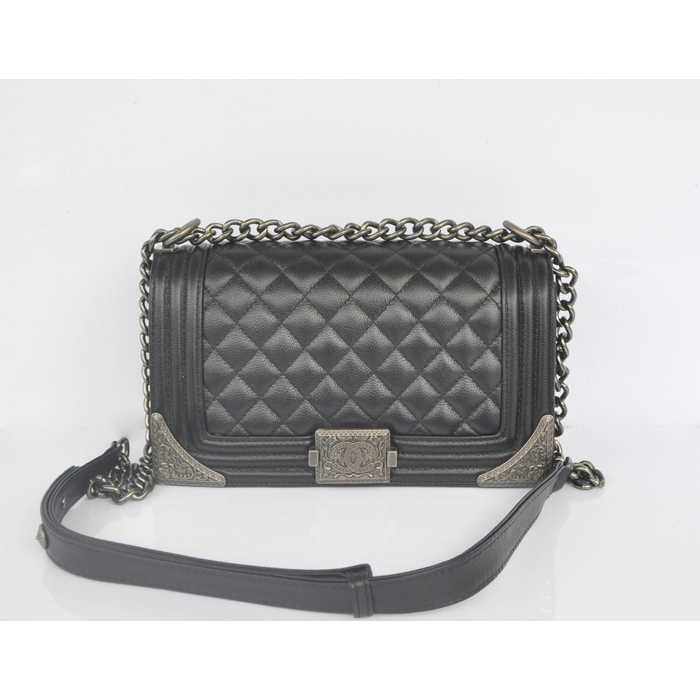 2014 Boy Chanel Flap Shoulder Bag in Calfskin Leather A67088 Black