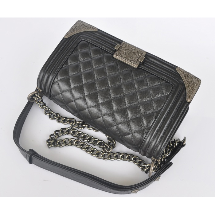 2014 Boy Chanel Flap Shoulder Bag in Calfskin Leather A67088 Black