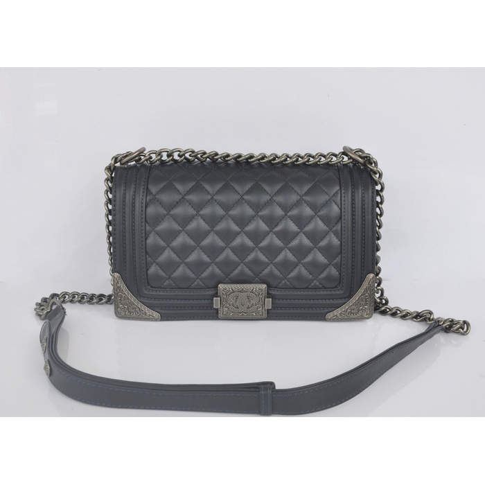 2014 Boy Chanel Flap Shoulder Bag in Calfskin Leather A67088 Dark Blue