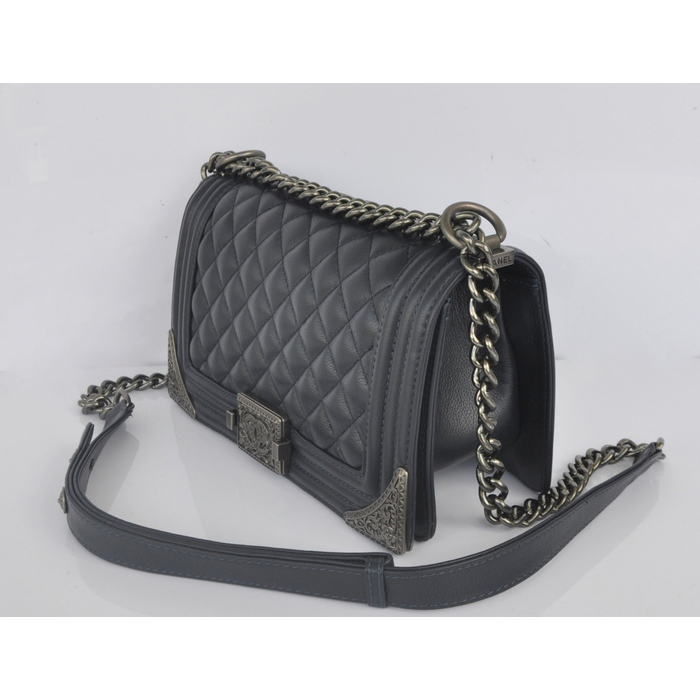 2014 Boy Chanel Flap Shoulder Bag in Calfskin Leather A67088 Dark Blue