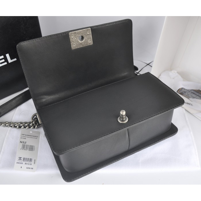 2014 Boy Chanel Flap Shoulder Bag in Original Calf Leather A91205 Black