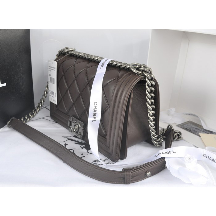 2014 Boy Chanel Flap Shoulder Bag in Original Calf Leather A91205 Coffee