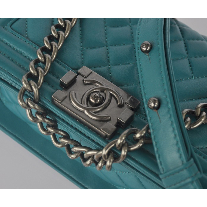 2014 Boy Chanel Flap Shoulder Bag in Sheepskin Leather A90191 Green