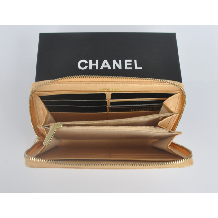 2014 Boy Chanel Matelasse Zip Around Wallet C362 Gold