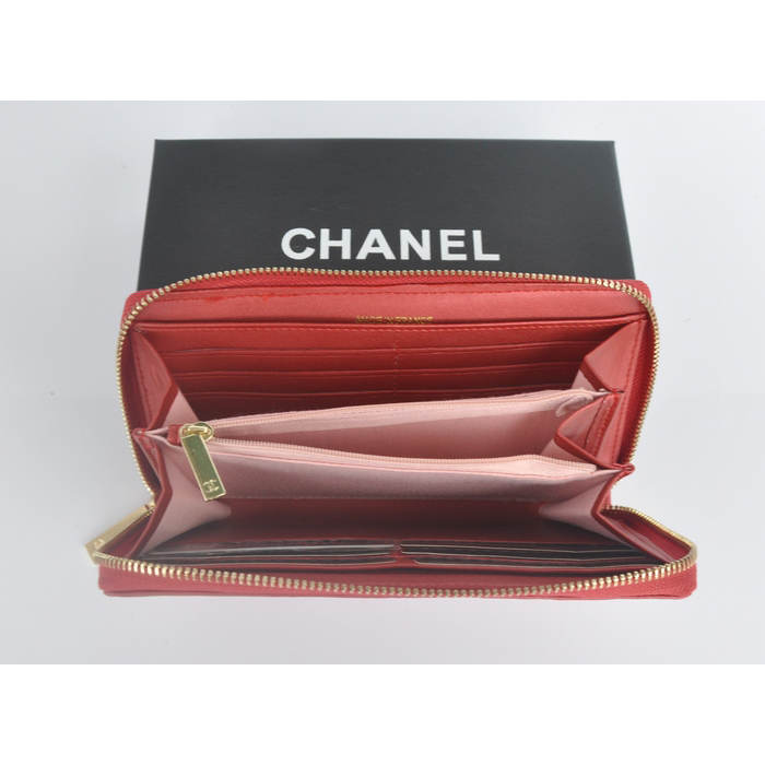 2014 Boy Chanel Matelasse Zip Around Wallet C362 Red