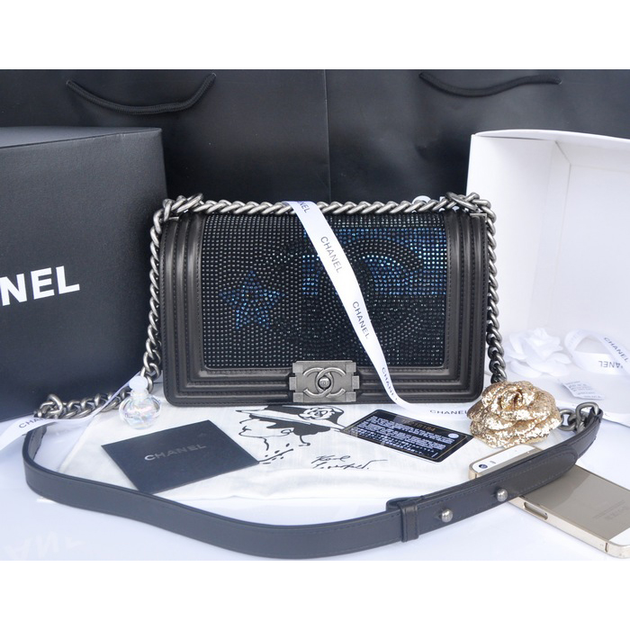 2014 Boy Chanel Star Flap Shoulder Bag Original Leather A67086 Black