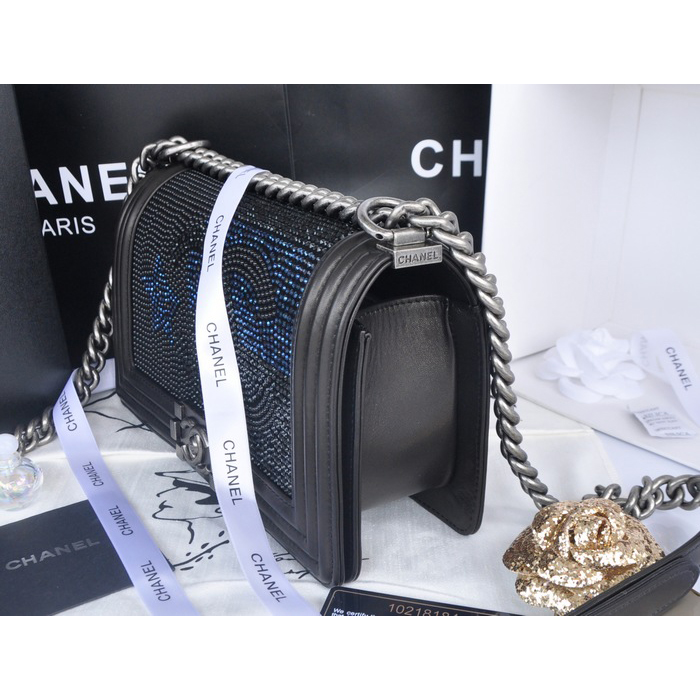 2014 Boy Chanel Star Flap Shoulder Bag Original Leather A67086 Black