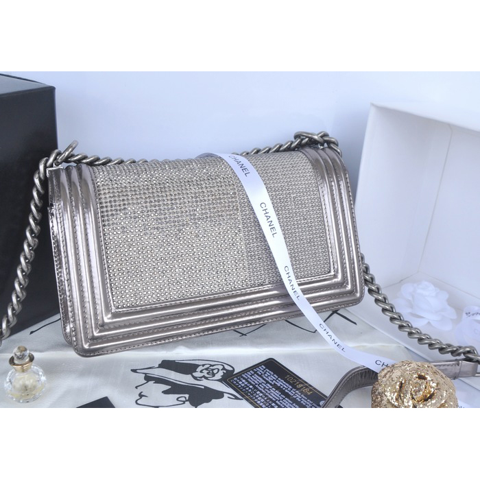 2014 Boy Chanel Star Flap Shoulder Bag Original Leather A67086 Grey