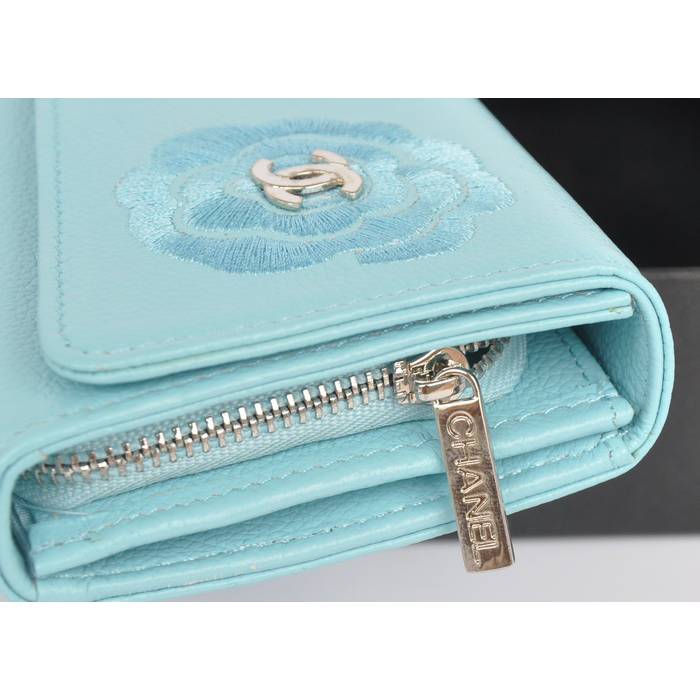 2014 CHANEL Cowhide Wallet chanel C8918 Water Blue