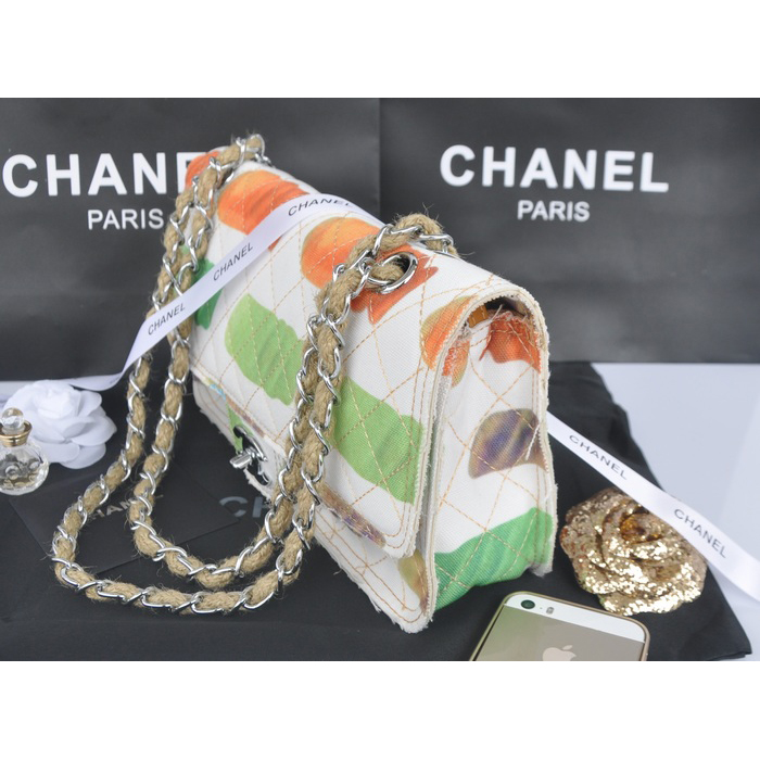 2014 Chanel 2.55 Series Classic Flap Bag Canvas A90261 Green