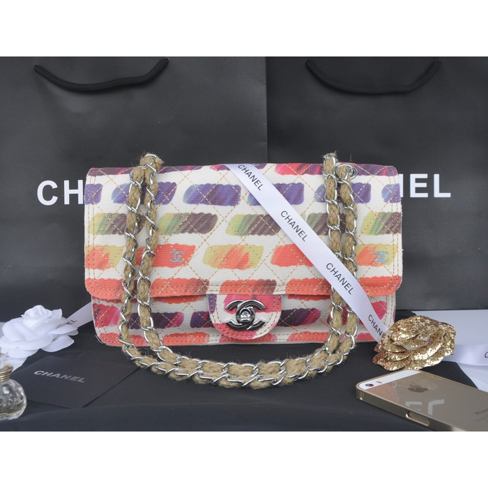 2014 Chanel 2.55 Series Classic Flap Bag Canvas A90261 Purple