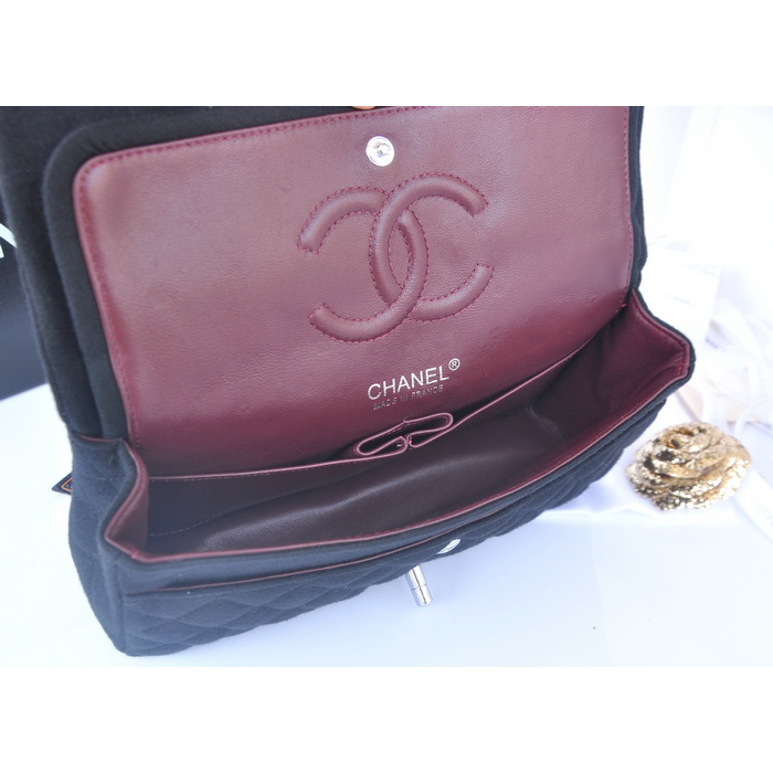 2014 Chanel 2.55 Series Classic Flap Bag Denim Fabric CF1112 Black