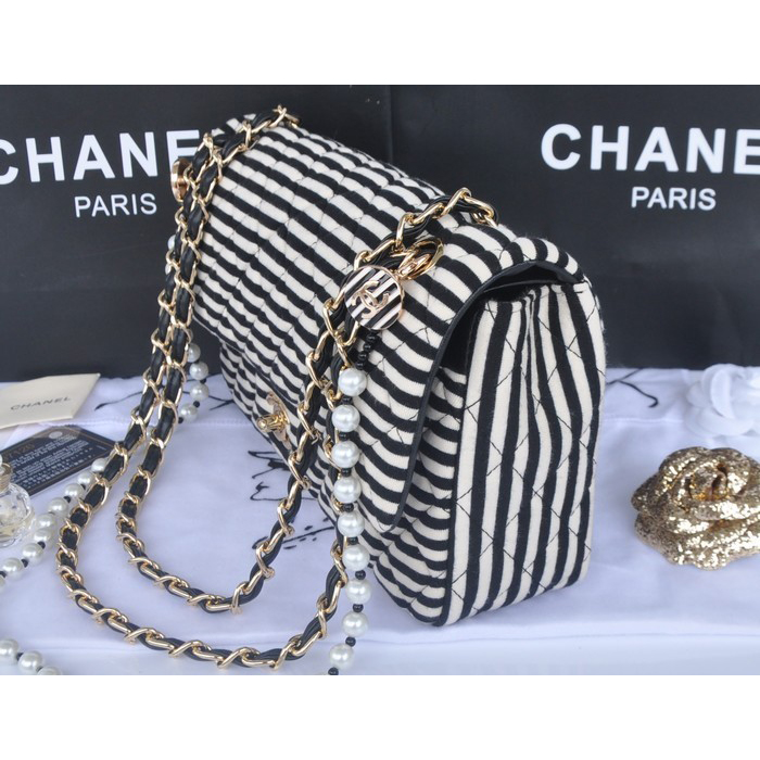 2014 Chanel 2.55 Series Flap Bag Jersey and Lambskin 1112 Black