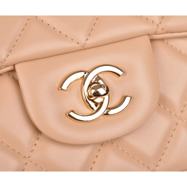 2014 Chanel A28600 Original Leather Classic Flap Bag in Apricot with Gold