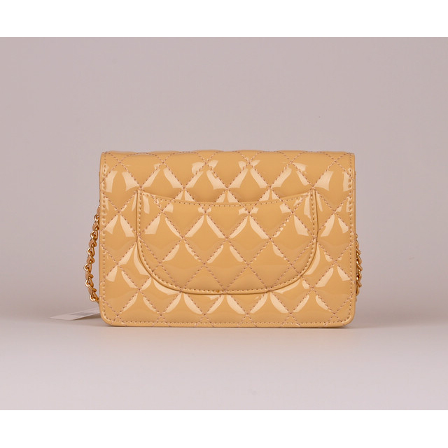 2014 Chanel A33814 Apricot Patent Leather mini Flap Bag Gold