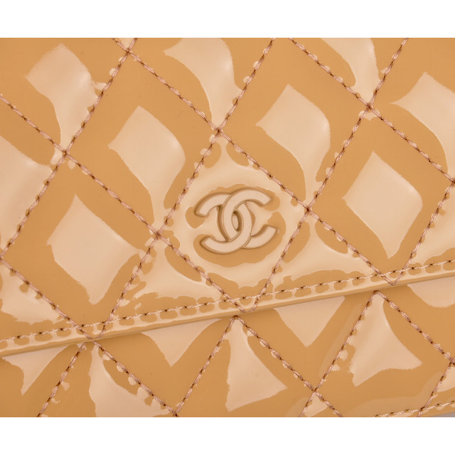 2014 Chanel A33814 Apricot Patent Leather mini Flap Bag Gold