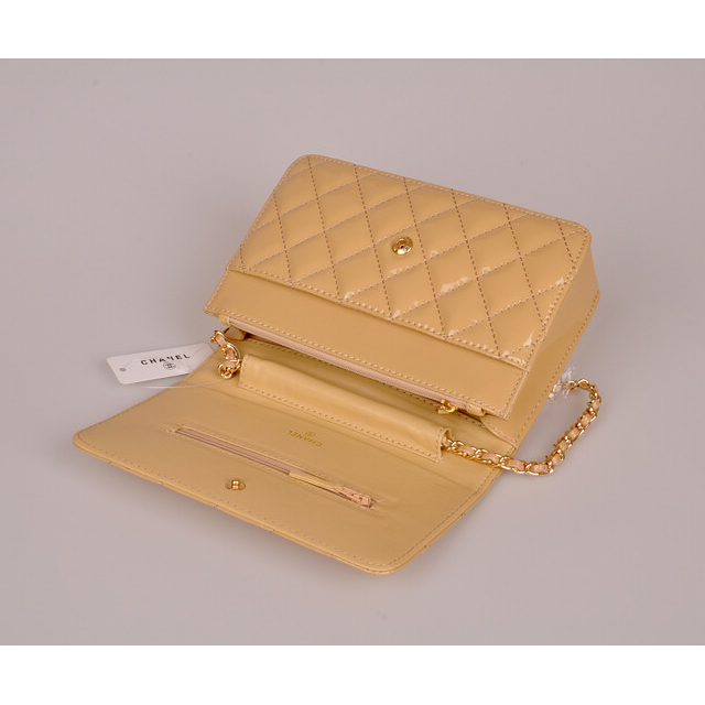 2014 Chanel A33814 Apricot Patent Leather mini Flap Bag Gold