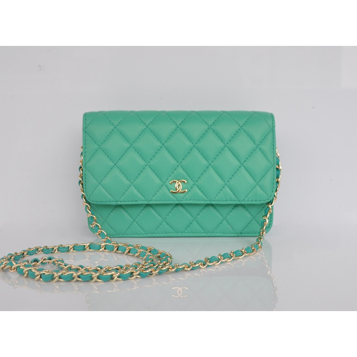 2014 Chanel A33814 Green Sheepskin Leather mini Flap Bag Gold